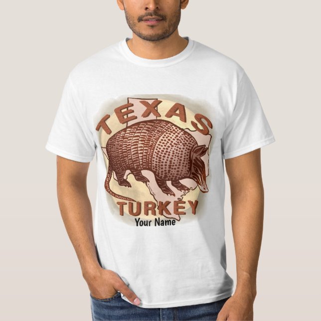 Texas Turkiet Armadillo T Shirt (Framsida)
