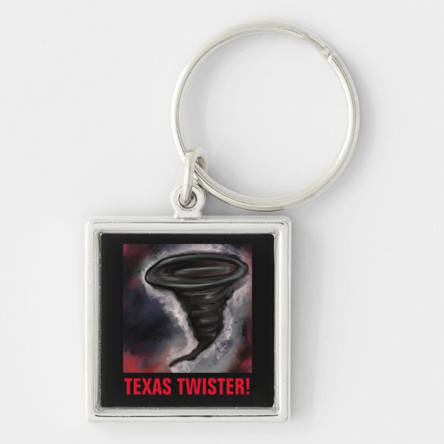 TEXAS TWISTER FYRKANTIG SILVERFÄRGAD NYCKELRING (Framsidan)