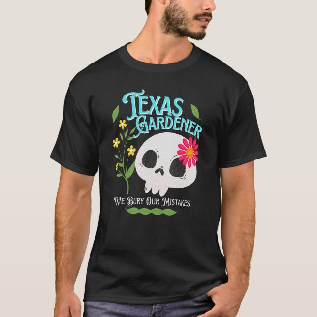 Texas Tx State Rebellie Gardener Cute Skullflöde T Shirt (Framsida)