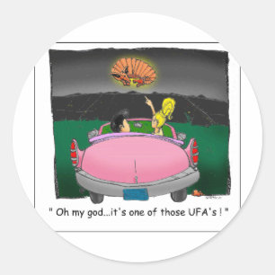Texas UFO? Roliga T-shirts, presenter och samlarob Runt Klistermärke