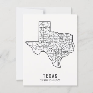 Texas US-delstatskarta - kartan över ensamstjärnst Vykort