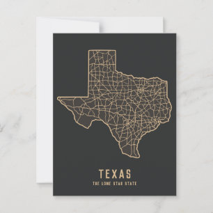 Texas US-delstatskarta - kartan över ensamstjärnst Vykort