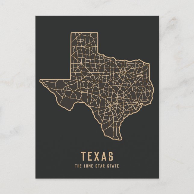 Texas US-delstatskarta - kartan över ensamstjärnst Vykort (Framsida)