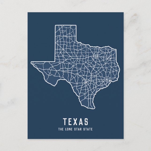 Texas US-delstatskarta - kartan över ensamstjärnst Vykort (Framsida)