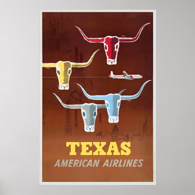 Texas USA Amerika USA Vintage Resa Poster (Framsidan)