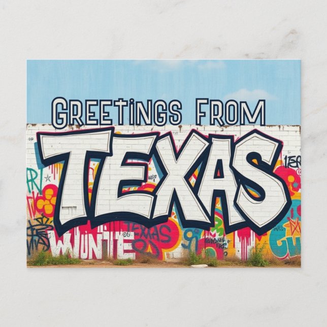 Texas USA graffiti stil hälsning vykort (Framsida)
