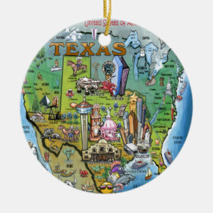 Texas USA karta Julgransprydnad Keramik