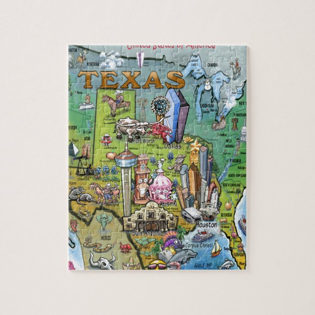 Texas USA Karta Pussel (Vertikal)