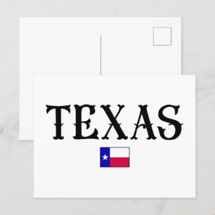 Texas USA:s delstat Karta Flagga Vykort
