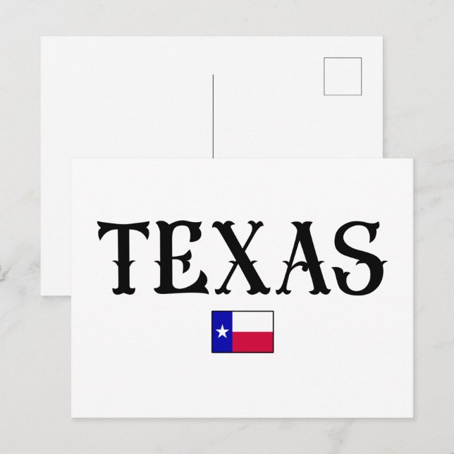Texas USA:s delstat Karta Flagga Vykort (Fram/baksida)
