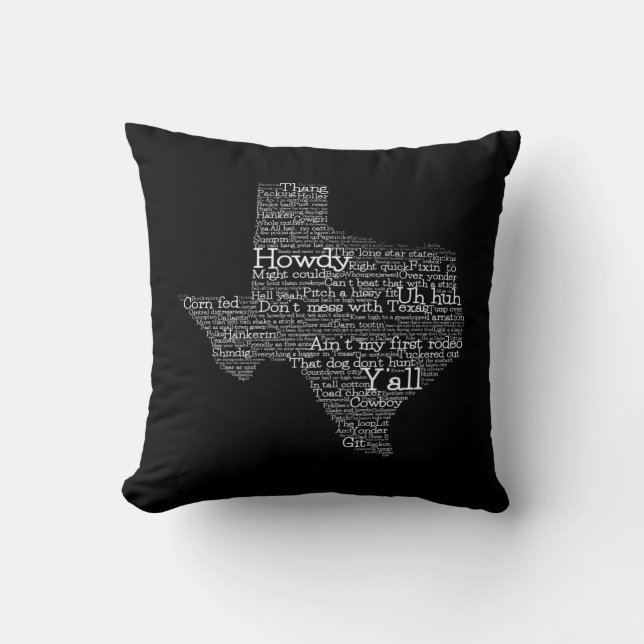 Texas USA Slang Ord Art Karta Dekorativ kudde (Framsida)