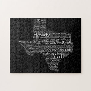 Texas USA Slang Ord Art Karta Jigszle Puzzle Pussel