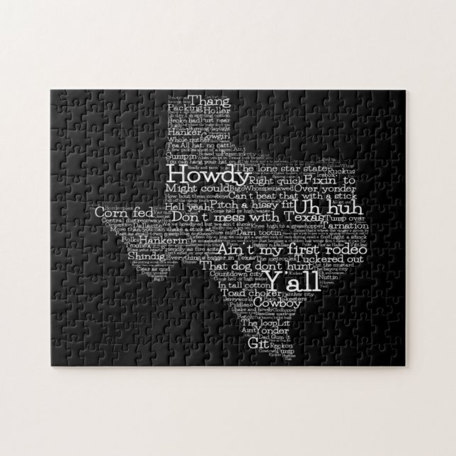 Texas USA Slang Ord Art Karta Jigszle Puzzle Pussel (Horisontell)