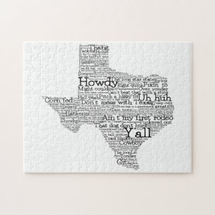 Texas USA Slang Ord Art Karta Jigszle Puzzle Pussel