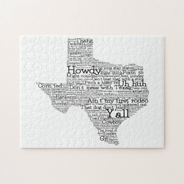 Texas USA Slang Ord Art Karta Jigszle Puzzle Pussel (Horisontell)
