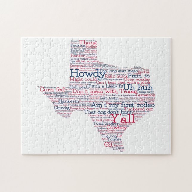 Texas USA Slang Ord Art Karta Jigszle Puzzle Pussel (Horisontell)