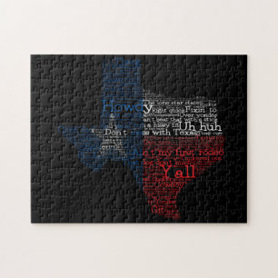Texas USA Slang Ord Art Karta Jigszle Puzzle Pussel