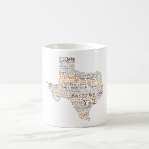 Texas USA Slang Ord Art Karta Kaffemugg