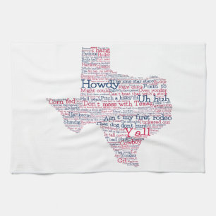 Texas USA Slang Ord Art Karta Kitchen Towel Kökshandduk