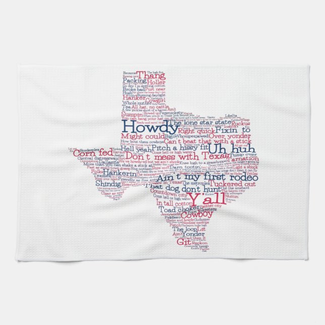 Texas USA Slang Ord Art Karta Kitchen Towel Kökshandduk (Horisontell)
