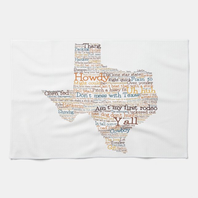 Texas USA Slang Ord Art Karta Kökshandduk (Horisontell)