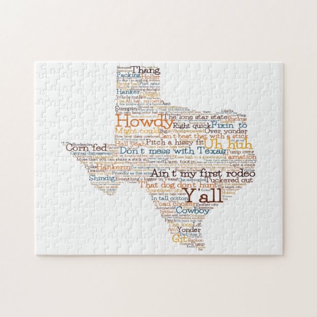 Texas USA Slang Ord Art Karta Pussel (Horisontell)