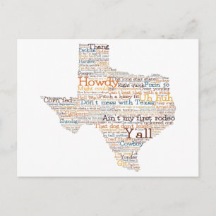 Texas USA Slang Ord Art Karta Vykort