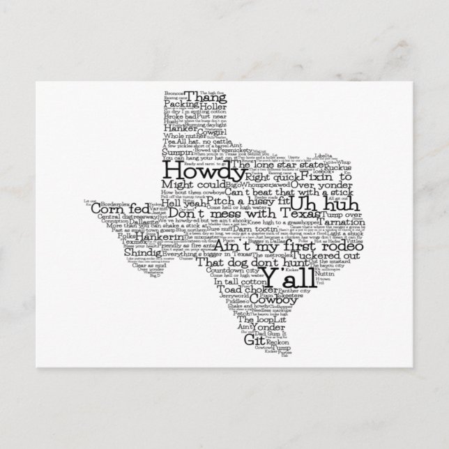 Texas USA Slang Word Art Kartpostkort Vykort (Framsida)