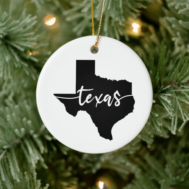 Texas USA State Karta Julgransprydnad Keramik (Träd)
