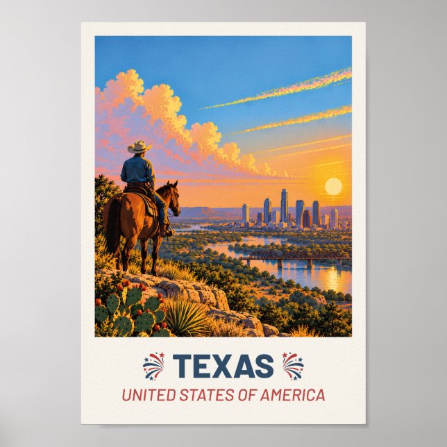 Texas USA – Vintage Travel Poster (Framsidan)