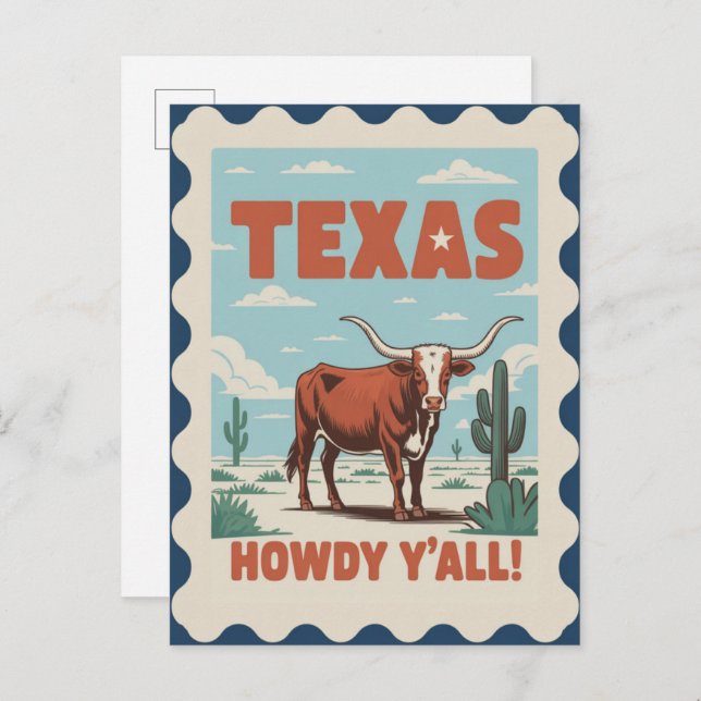 Texas USA Vintage Travel Vykort (Fram/baksida)