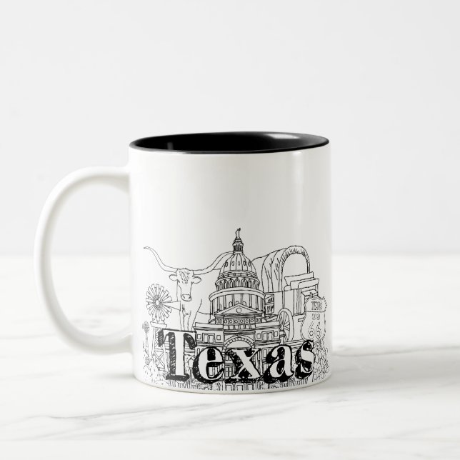 Texas Vacation Art Teckning Vacation Art Traveling Två-Tonad Mugg (Vänster)