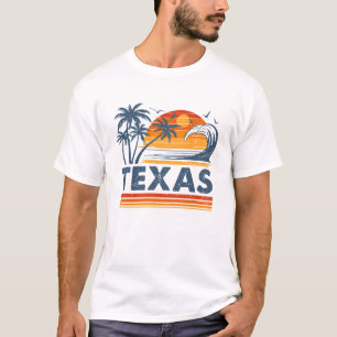 Texas Vacation Sunset Cute 70s Vintage Retro Beach T Shirt