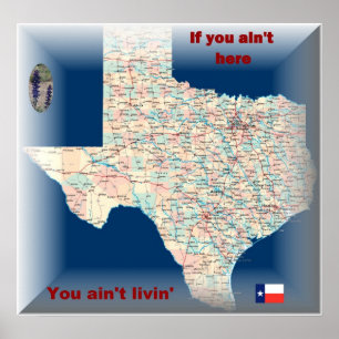 Texas-väg-karta Poster