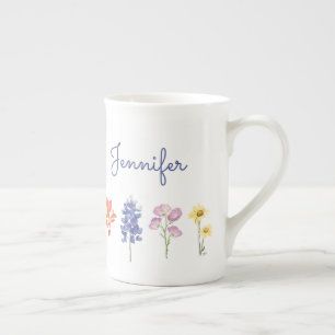 Texas Vild Flowers - Indian Paintbrush, Bluebonnet Benporslin Mugg