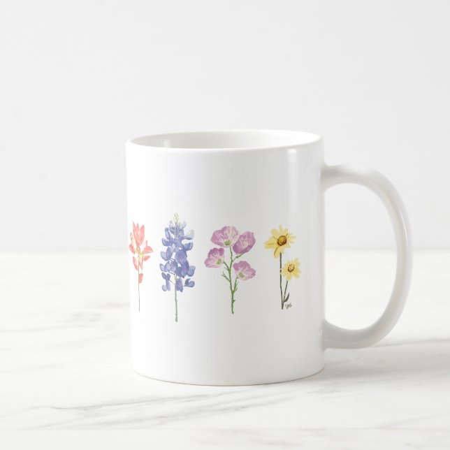 Texas Vild Flowers - Indian Paintbrush, Bluebonnet Kaffemugg (Höger)