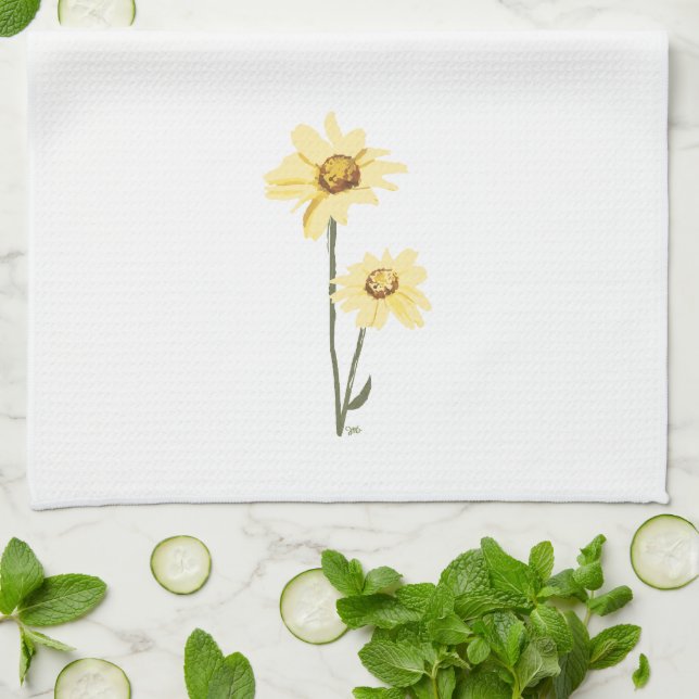 Texas Vild Flowers - Solros, gult Kökshandduk (Vikta)