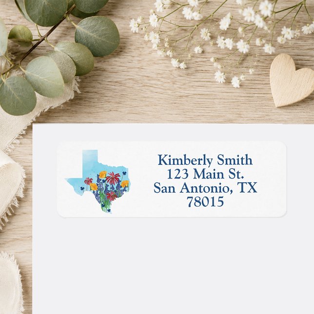 Texas vilda blommor returadress etikett (Texas Wildflowers return address label)