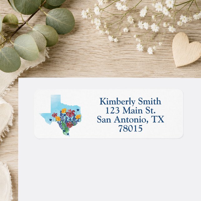 Texas vilda blommor returadress etikett (Texas Wildflowers return address label)