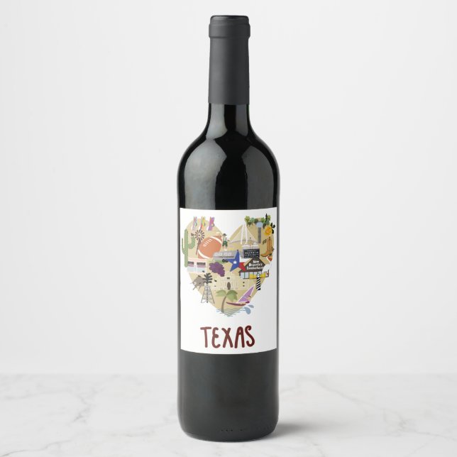 Texas Vin Lavel Vinflaska Etikett (Framsida)