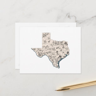 Texas Vintage Bild Karta Antique State Chart Vykort
