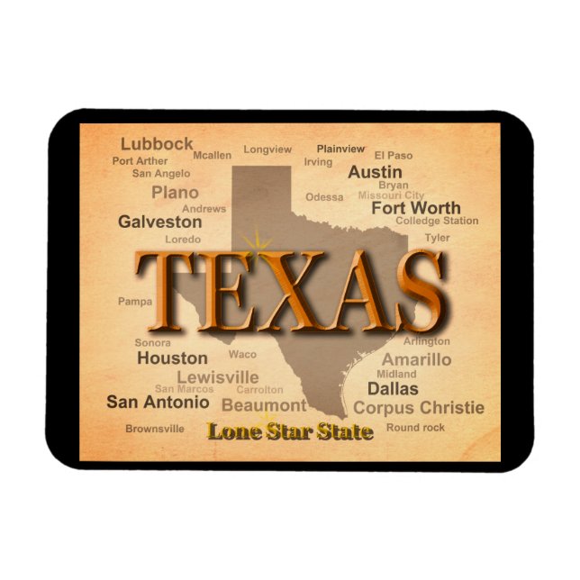 Texas Vintage Karta Magnet (Horisontell)