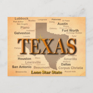 Texas Vintage Karta Vykort