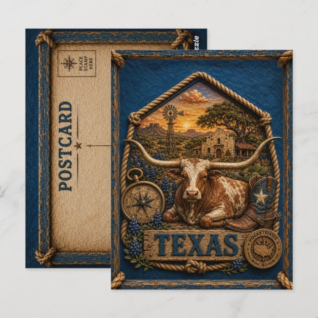 Texas Vintage Resa Vykort (Fram/baksida)