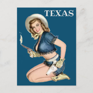 TEXAS VINTAGE TRAVEL PIN UP FLICKA POSTKORT VYKORT