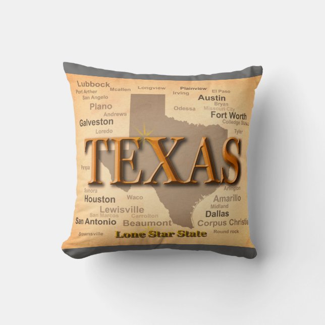 Texas vintagekarta kudde (Framsida)