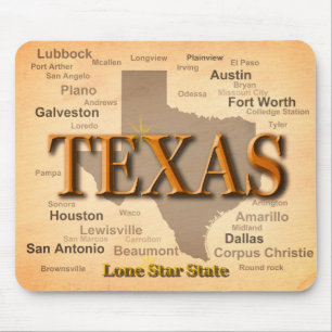 Texas vintagekarta musmatta
