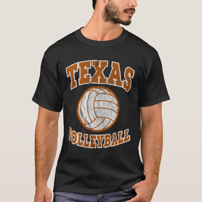 Texas Volleyball Vintage Distress T Shirt (Framsida)