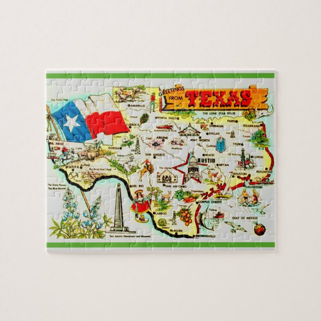 Texas vykort 8x10 kartpussel pussel (Horisontell)