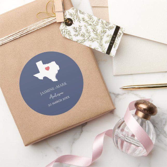 Texas Wedding Party Custom  Runt Klistermärke (Gåvor)